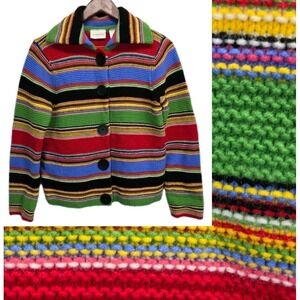 Vtg Y2K 90s Liz Claiborne Rainbow Sweater Sz M Teacher Twee Quirky Kidcore 3143